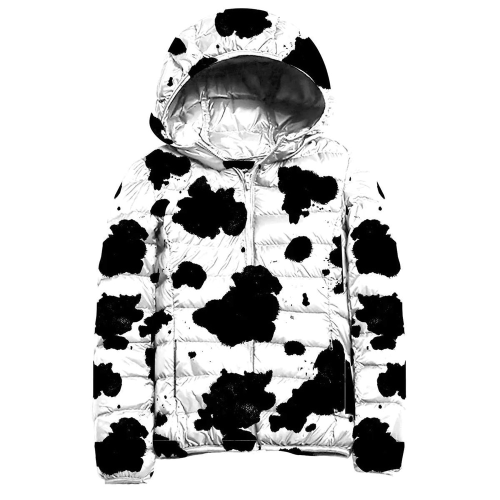 Southern Couture Cow Print Packable Lightweight Puffy Jacket Extra Large NWT - Picture 2 of 2